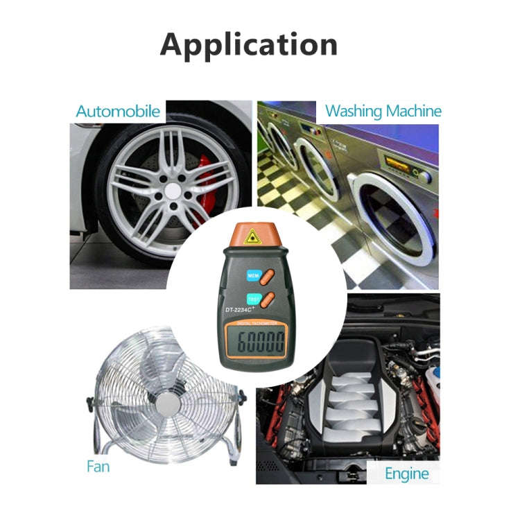 DT2234C+ Handheld Portable Motor Gear Tachometer Laser Tachometer