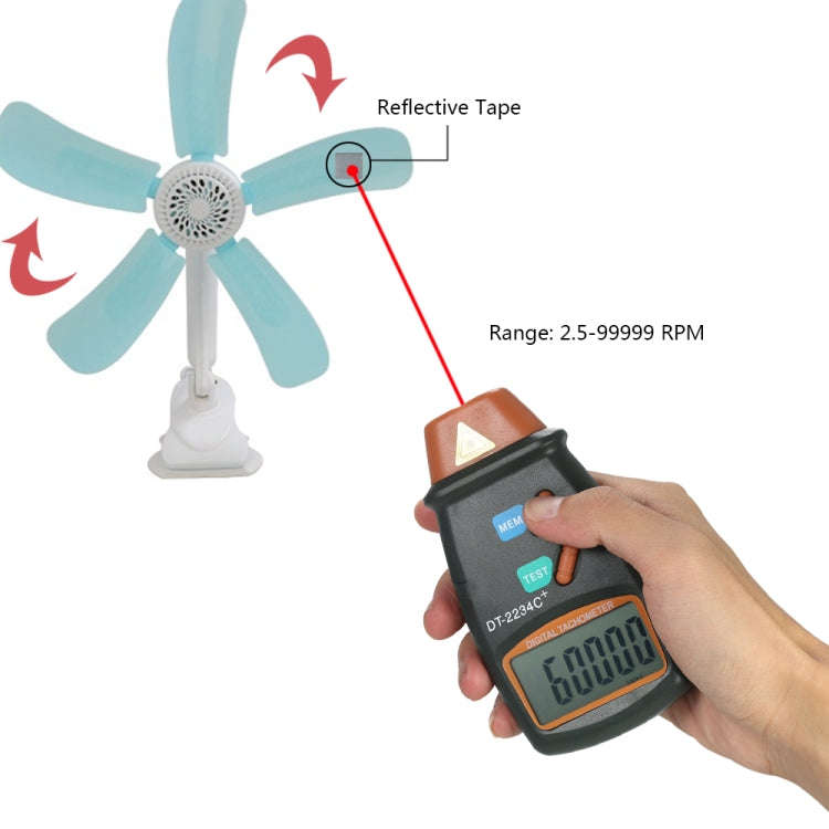 DT2234C+ Handheld Portable Motor Gear Tachometer Laser Tachometer
