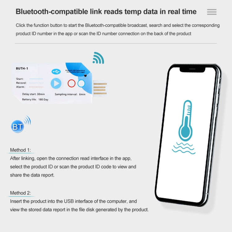 Temp012 Temperature Bluetooth APP Connect Medical Warehouse Cold Chain Transport USB Data Recorder