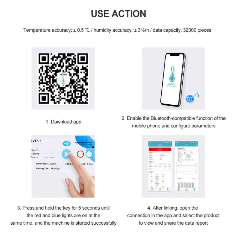Temp012 Temperature Bluetooth APP Connect Medical Warehouse Cold Chain Transport USB Data Recorder