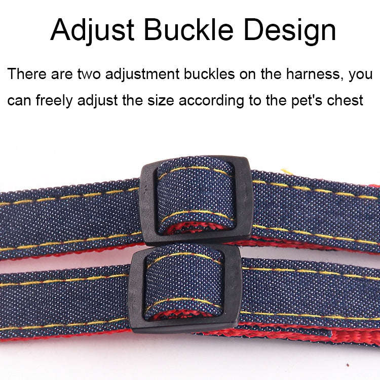 BG-Q1025 Leash+Chest Strap Thickened Strong Denim Pet Dog Leash Set, Size: L(Pink)