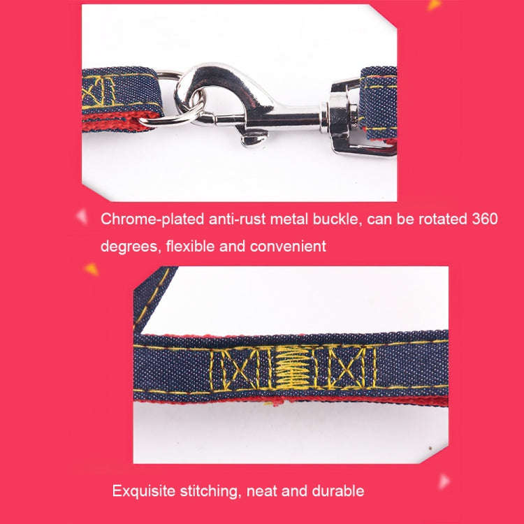 BG-Q1025 Leash+Chest Strap Thickened Strong Denim Pet Dog Leash Set, Size: L(Pink)