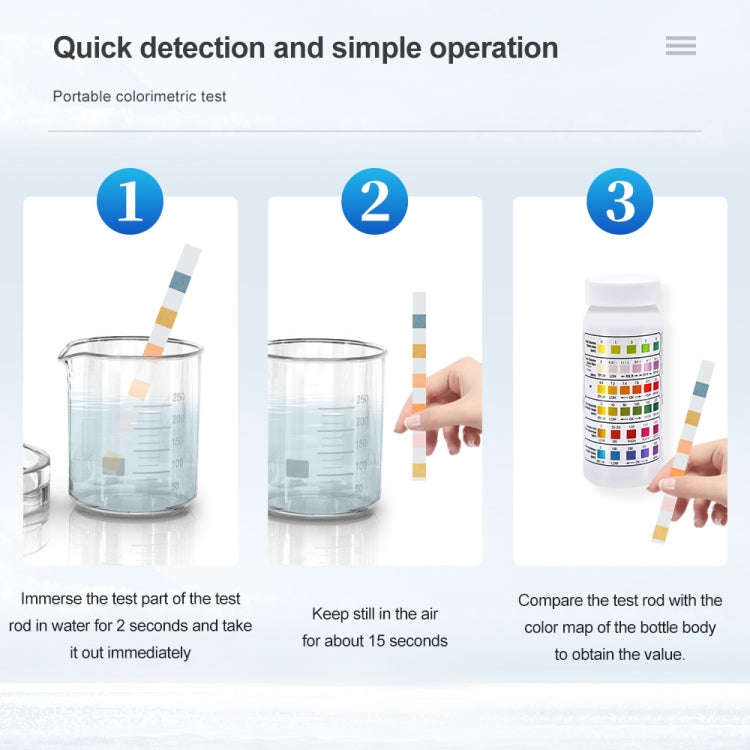 50pcs PH075 6 In 1 Residual Chlorine PH Water Quality Detector PH Test Paper, Package Random Deli...