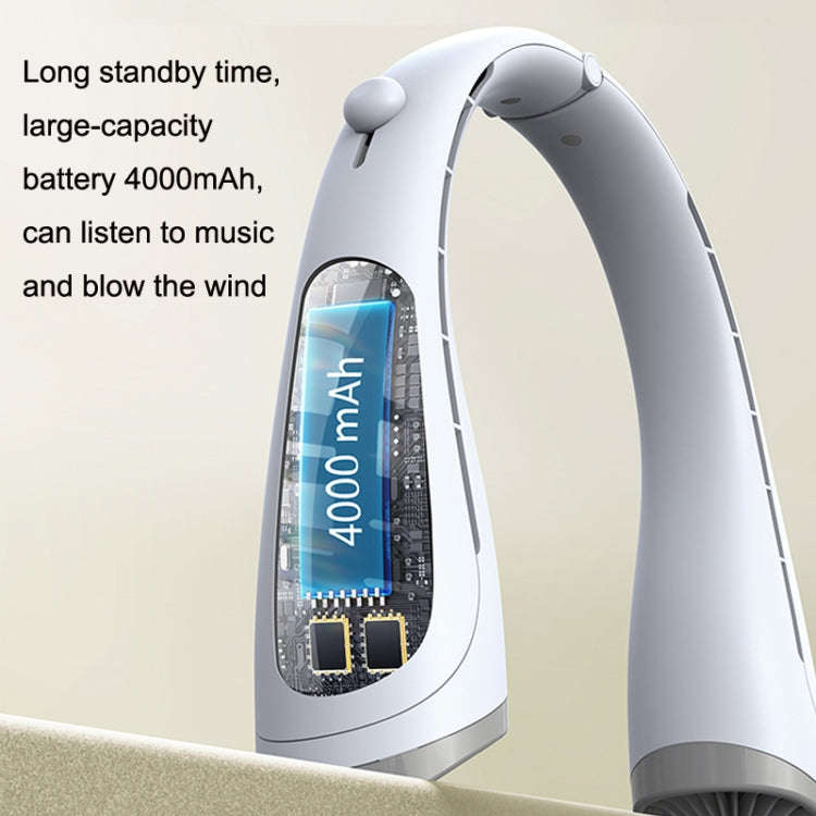 U-23 Ultra-Long Battery Life Outdoor Mute USB Bluetooth Hanging Neck Fan(blue)