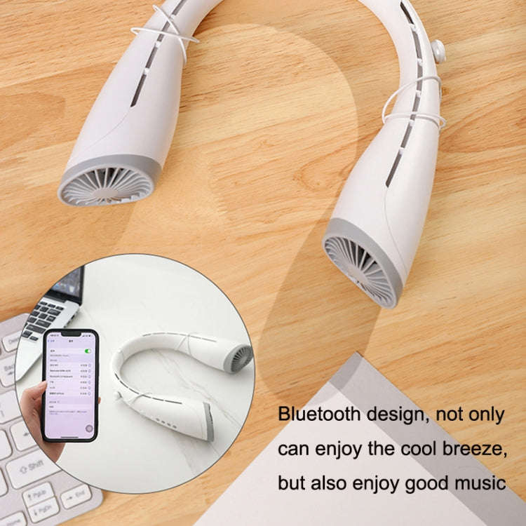 U-23 Ultra-Long Battery Life Outdoor Mute USB Bluetooth Hanging Neck Fan(blue)