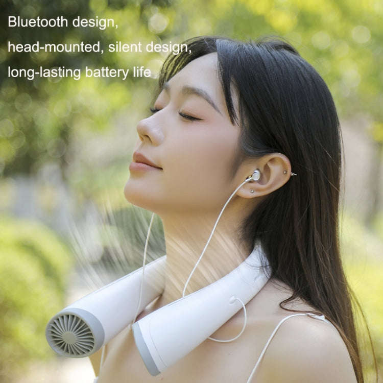 U-23 Ultra-Long Battery Life Outdoor Mute USB Bluetooth Hanging Neck Fan(blue)