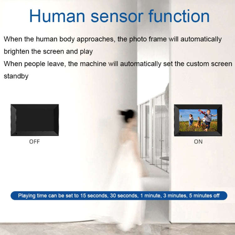 JT080F-C01 8-Inch Smart Touch Alarm Clock Calendar Electronic Photo Frame With Human Sensor Funct...