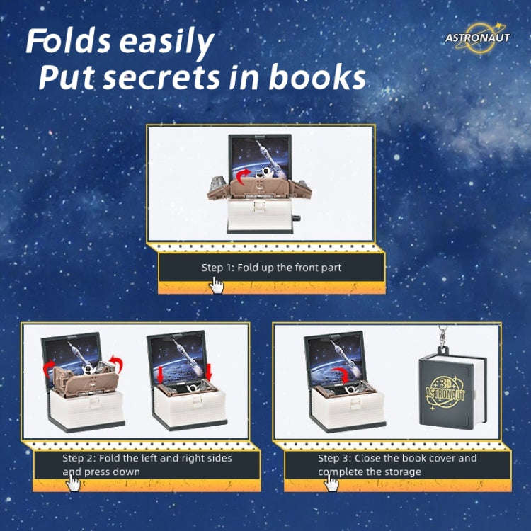 Stereo Folding Book Keychain Kids Educational Toys(Space Astronaut Blue)