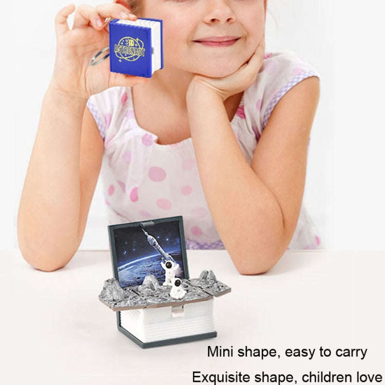 Stereo Folding Book Keychain Kids Educational Toys(Space Astronaut Blue)