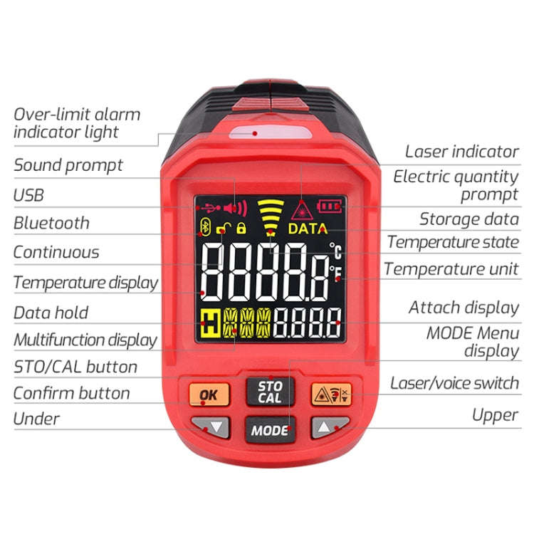 TASI TA603A -32-1080 degrees Celsius Color Screen Infrared Thermometer Industrial Electronic Ther...