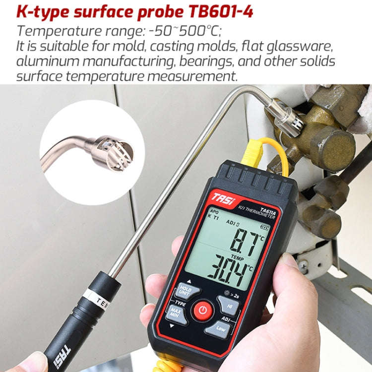TASI TB601-4 Elbow Surface Thermocouple K-Type Probe Use With Thermometer