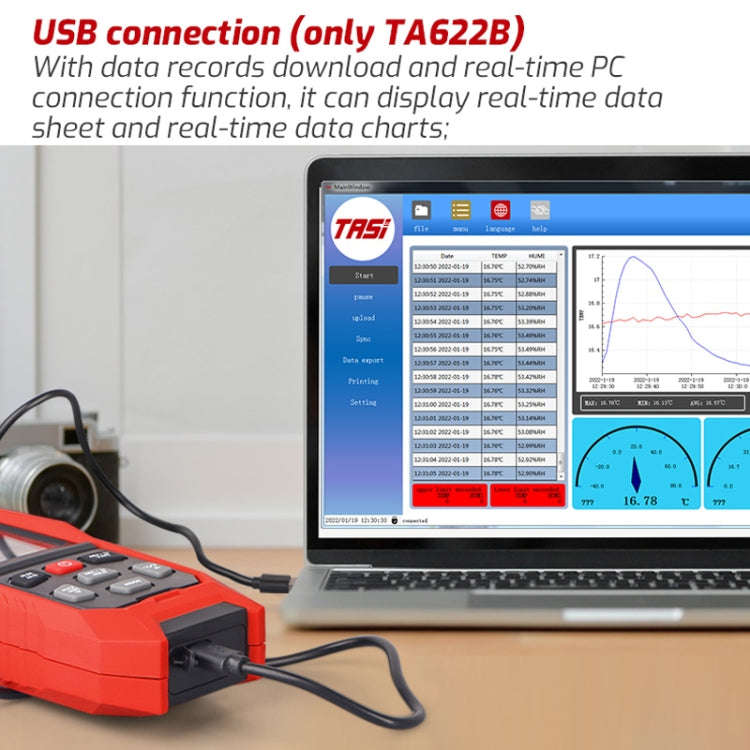 TASI TA622B USB Computer Connection Temperature Humidity Meter Digital Dew Point Thermometer