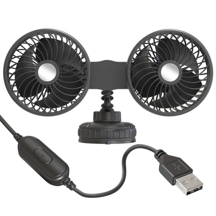 F6026 Large Suction Cup Vehicle-Mounted Double-Head Fan, Model: USB