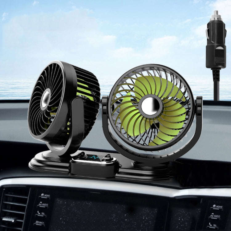 F621 Car Rotatable Turntable Silent Car Double Head Fan, Model: 12V Cigarette Lighter