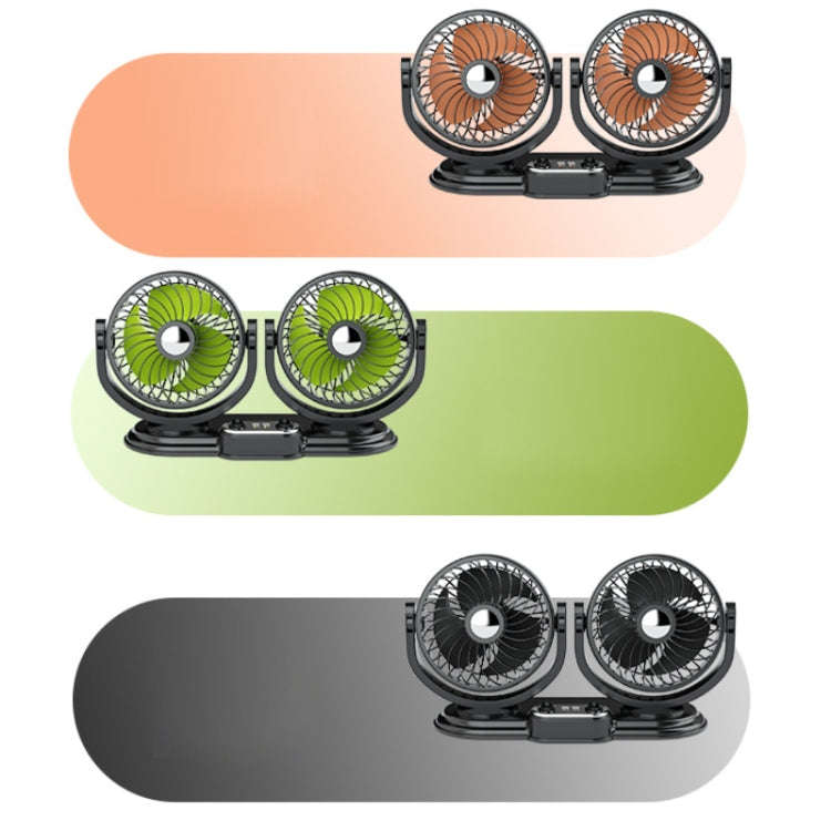 F621 Car Rotatable Turntable Silent Car Double Head Fan, Model: 24V Cigarette Lighter