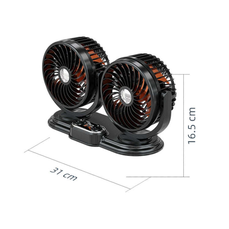 F621 Car Rotatable Turntable Silent Car Double Head Fan, Model: 24V Cigarette Lighter