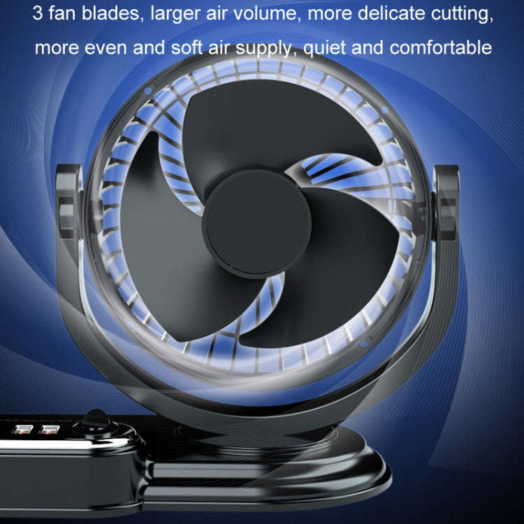 F621 Car Rotatable Turntable Silent Car Double Head Fan, Model: 24V Cigarette Lighter