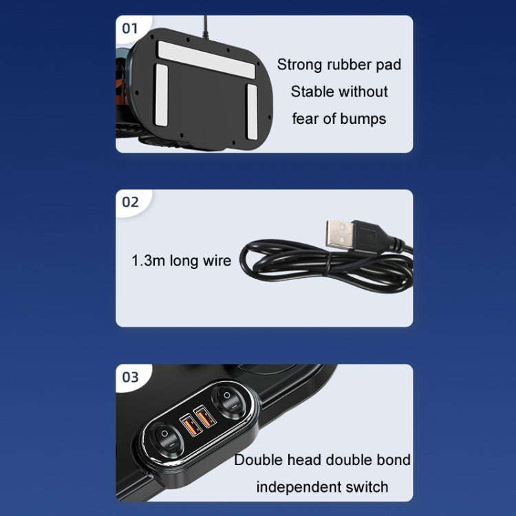 F621 Car Rotatable Turntable Silent Car Double Head Fan, Model: 24V Cigarette Lighter