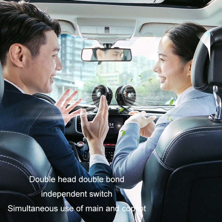 F621 Car Rotatable Turntable Silent Car Double Head Fan, Model: 12V Cigarette Lighter