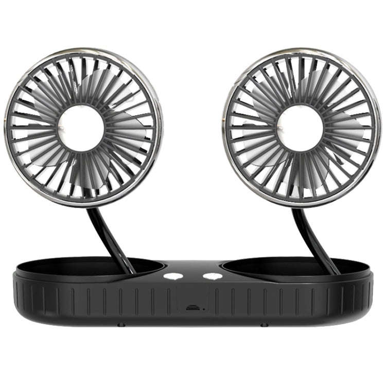 F304 Double-head Hose Built-in Lithium Battery USB Car Fan, Color: Black Silver