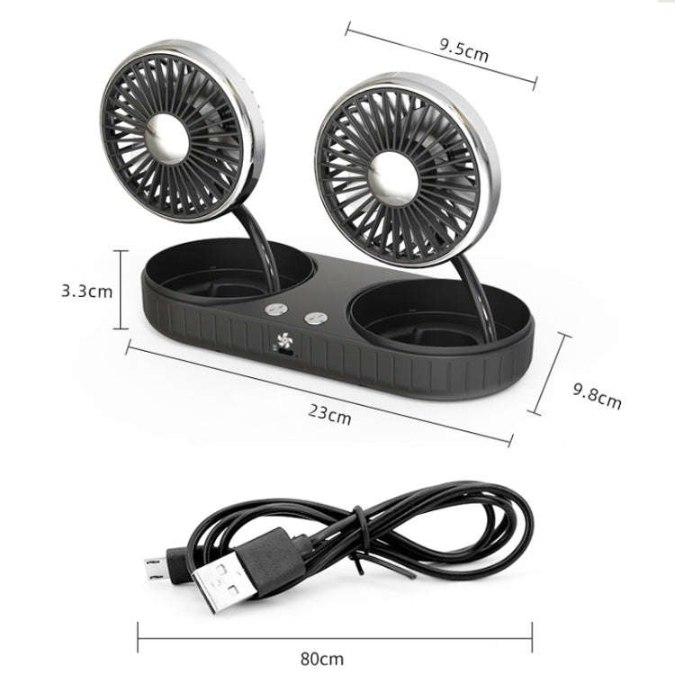 F304 Double-head Hose Built-in Lithium Battery USB Car Fan, Color: Green Gold