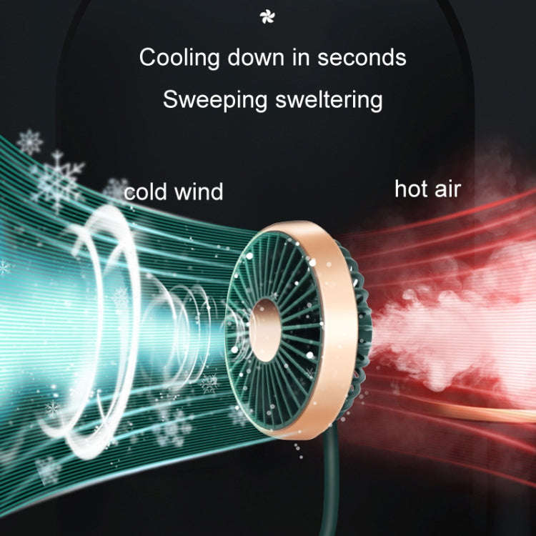 F304 Double-head Hose Built-in Lithium Battery USB Car Fan, Color: Green Gold