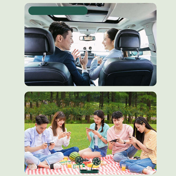 F304 Double-head Hose Built-in Lithium Battery USB Car Fan, Color: Green Gold