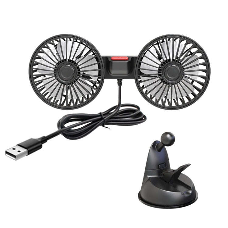 F4206 Suction Cup Double Head Car USB Fan(Black)