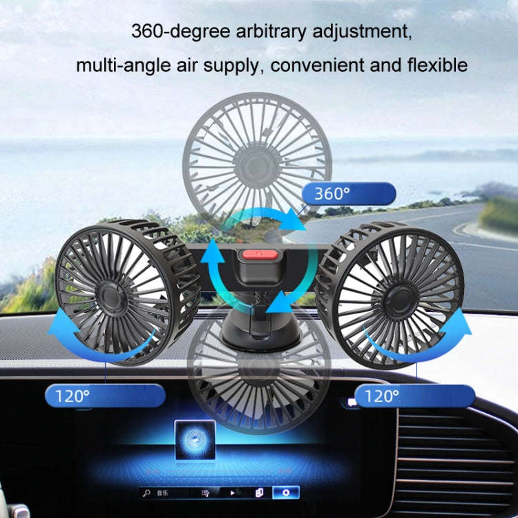 F4206 Suction Cup Double Head Car USB Fan(Black)