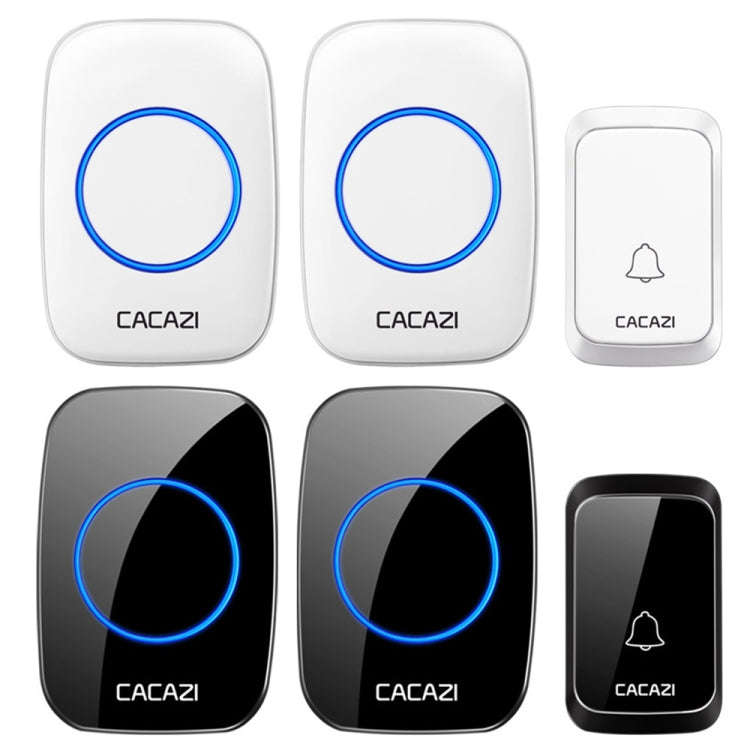 CACAZI A06-DC 1 to 2 Battery Smart Home Wireless Waterproof Doorbell(White)