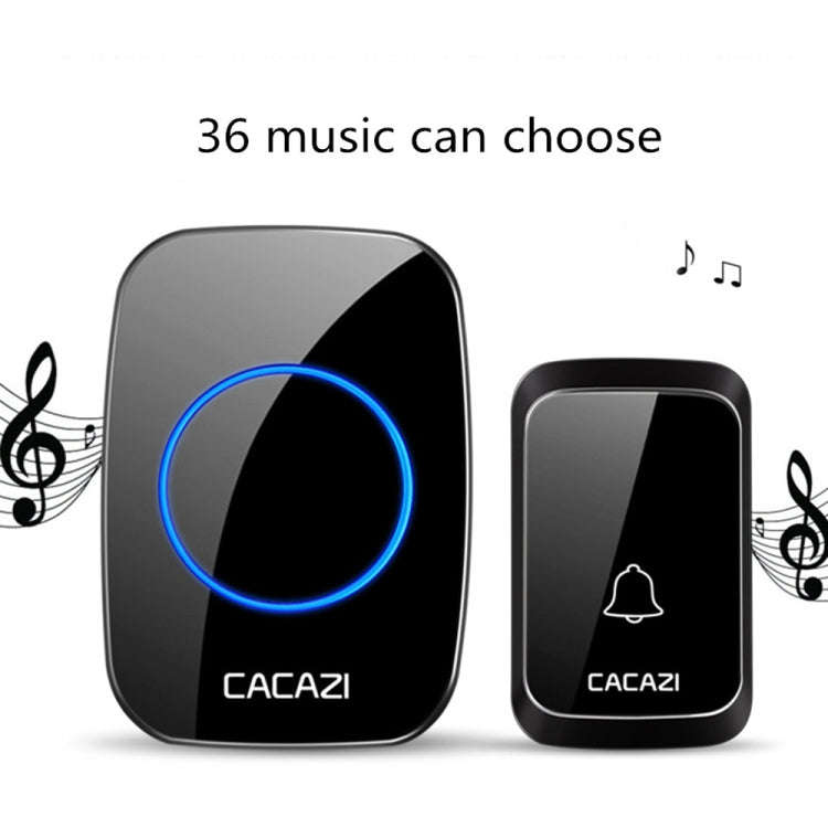 CACAZI A06-DC 1 to 2 Battery Smart Home Wireless Waterproof Doorbell(White)