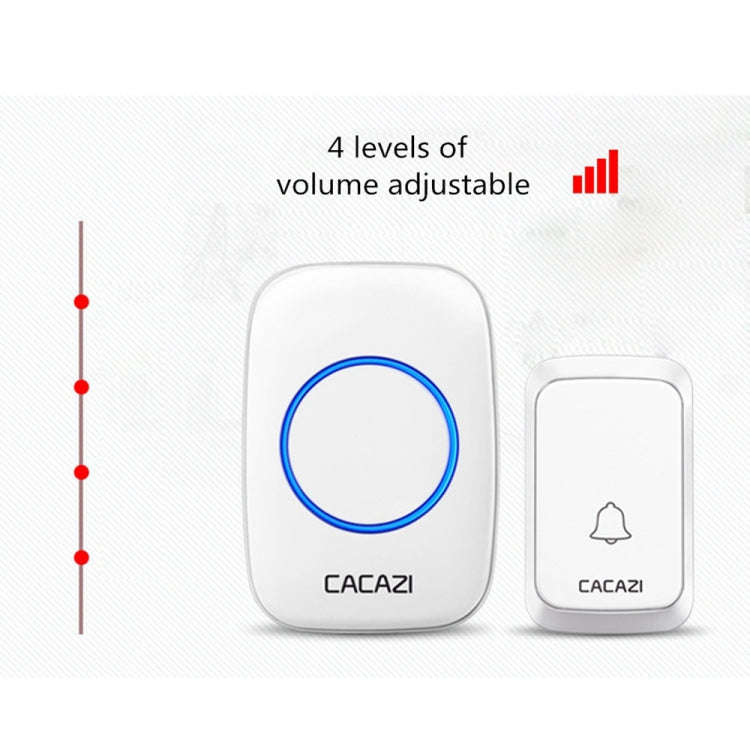 CACAZI A06-DC 1 to 2 Battery Smart Home Wireless Waterproof Doorbell(White)