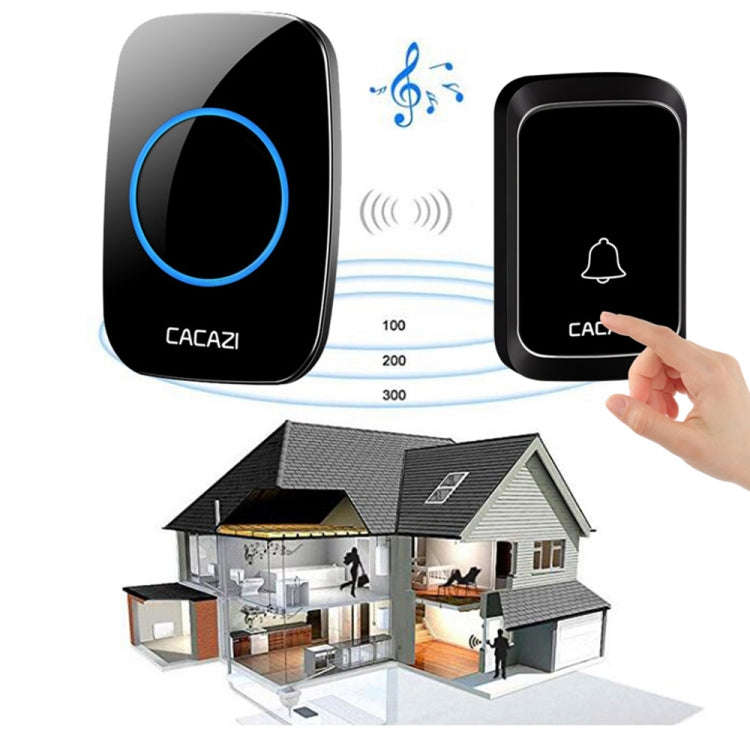 CACAZI A06-DC 1 to 2 Battery Smart Home Wireless Waterproof Doorbell(White)