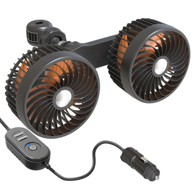F6207 Car Rear Seat Zip Lock USB Double Head Fan, Model: Cigarette Lighter with USB