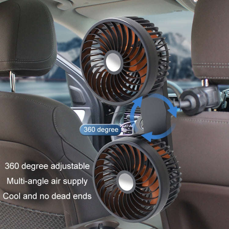 F6207 Car Rear Seat Zip Lock USB Double Head Fan, Model: Cigarette Lighter with USB