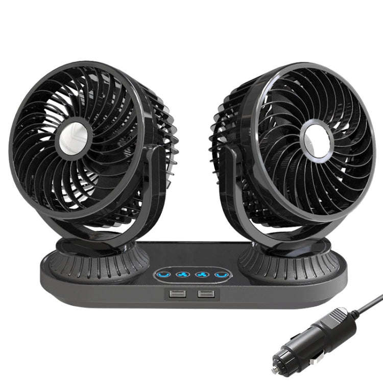 F623U 12V/24V Vehicle Electric Oscillating Head Rotatable Double Head Fan (Deluxe)