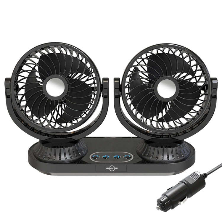 F623 12V/24V Vehicle Electric Oscillating Head Rotatable Double Head Fan (Basic)