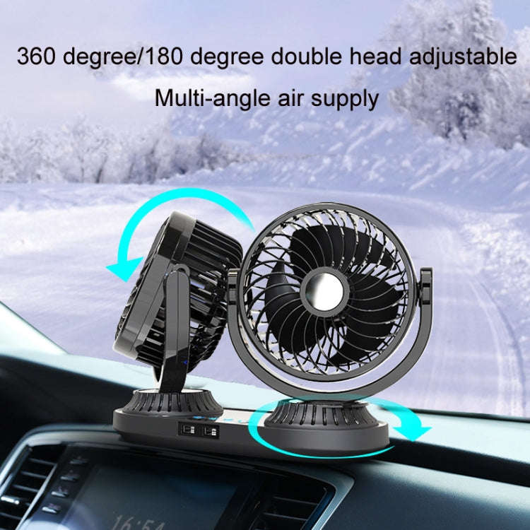 F623 12V/24V Vehicle Electric Oscillating Head Rotatable Double Head Fan (Basic)