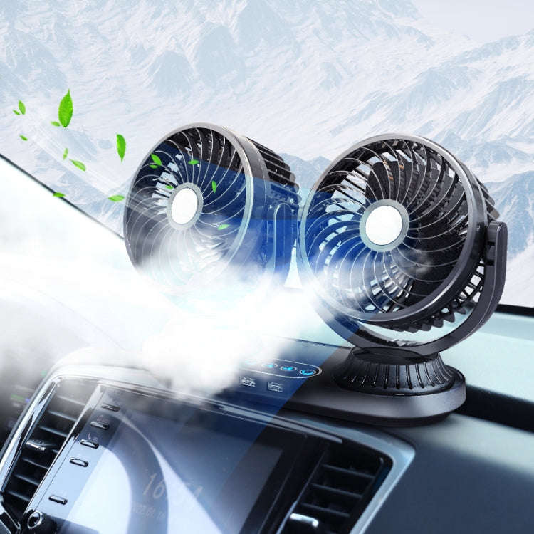 F623 12V/24V Vehicle Electric Oscillating Head Rotatable Double Head Fan (Basic)