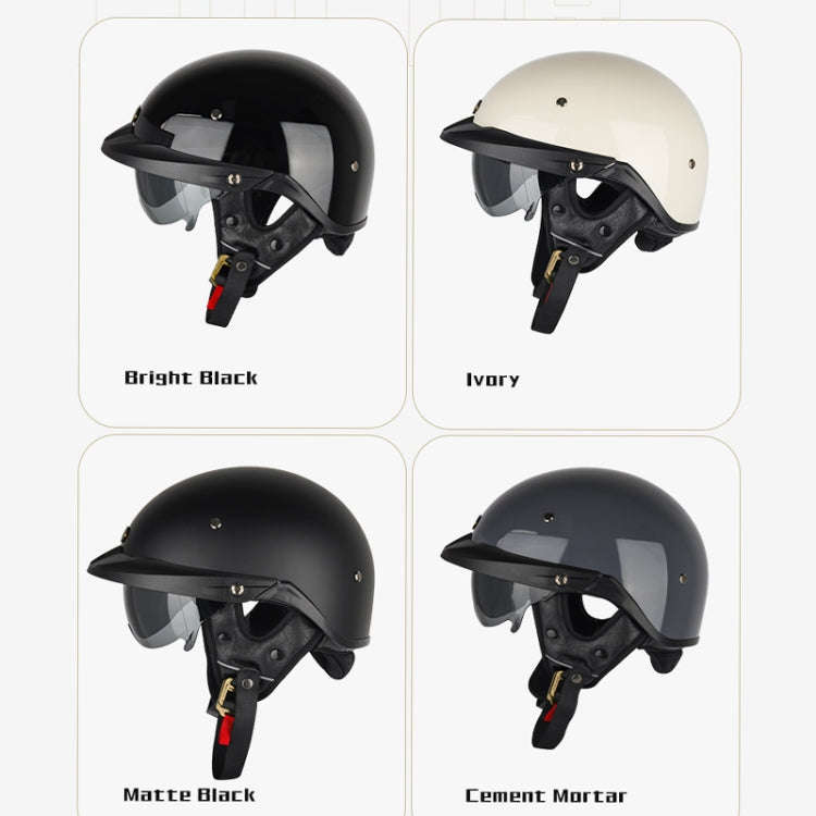 SOMAN Motorcycle Half Helmet Adjustable Helmet With Inner Mirror, Size: L(White)