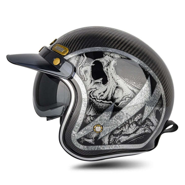 SOMAN Motorcycle Four Seasons Carbon Fiber Half Helmet, Color: Carbon Fiber Silver Lightning(L)