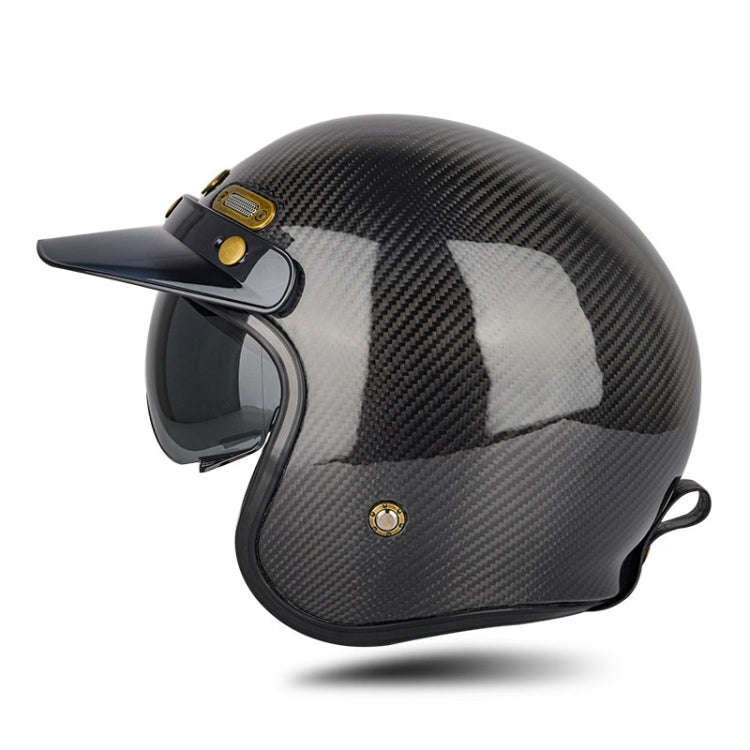 SOMAN Motorcycle Four Seasons Carbon Fiber Half Helmet, Color: Bright Carbon Fiber(L)