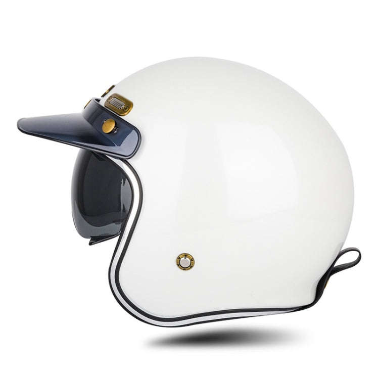 SOMAN Motorcycle Four Seasons Carbon Fiber Half Helmet, Color: FRP Pearl White(XL)