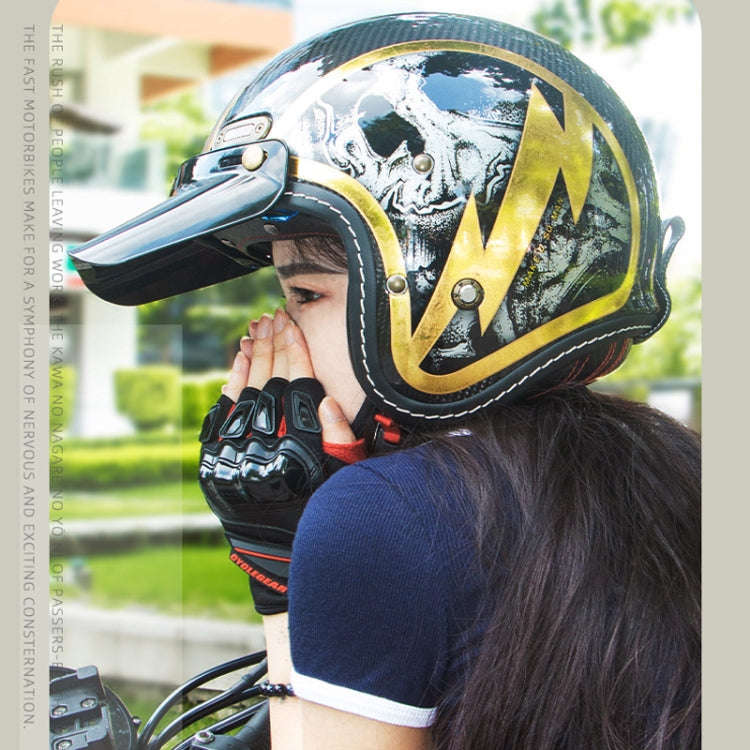 SOMAN Motorcycle Four Seasons Carbon Fiber Half Helmet, Color: FRP Matte Black(L)