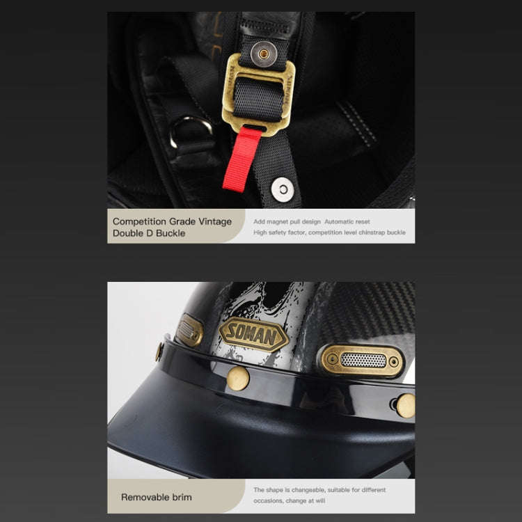 SOMAN Motorcycle Four Seasons Carbon Fiber Half Helmet, Color: FRP Matte Black(L)
