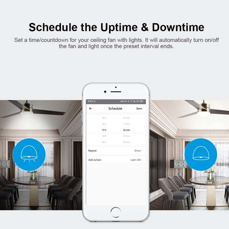 SONOFF iFan04-H APP Remote Control Smart Fan Light Switch Support Tmall Genie220V-240V