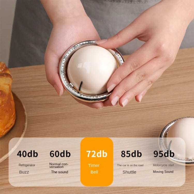 Kitchen Mechanical Timer Reminder Visual Time Manager Magnetic Suction Alarm Clock(Ivory White)