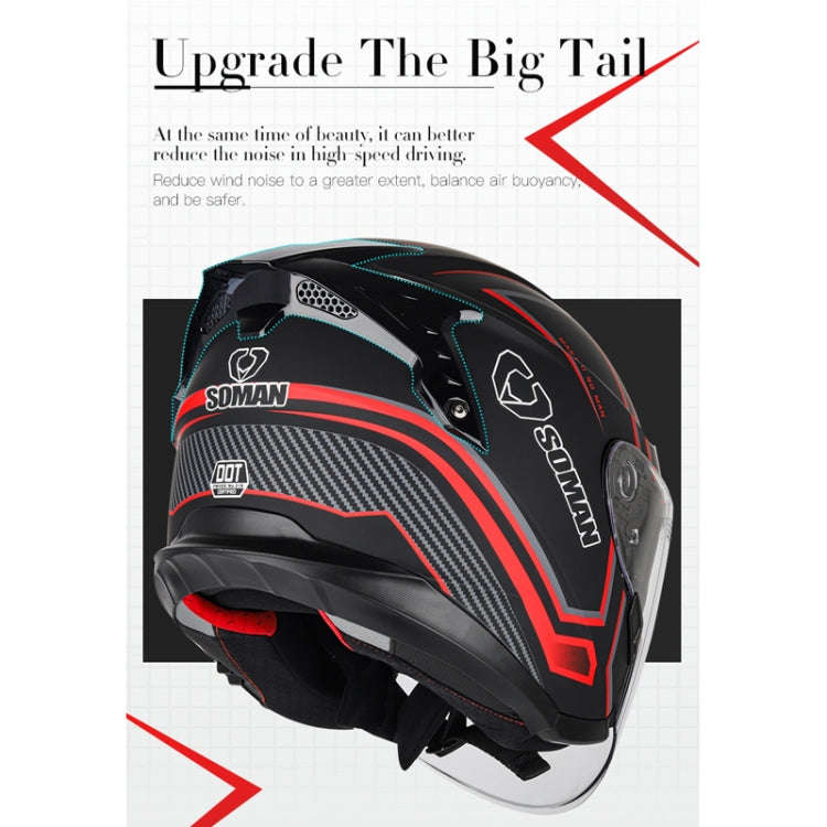 SOMAN Motorcycle Electric Bicycle Dual Lens Riding Helmet, Size: M(Bright Back)