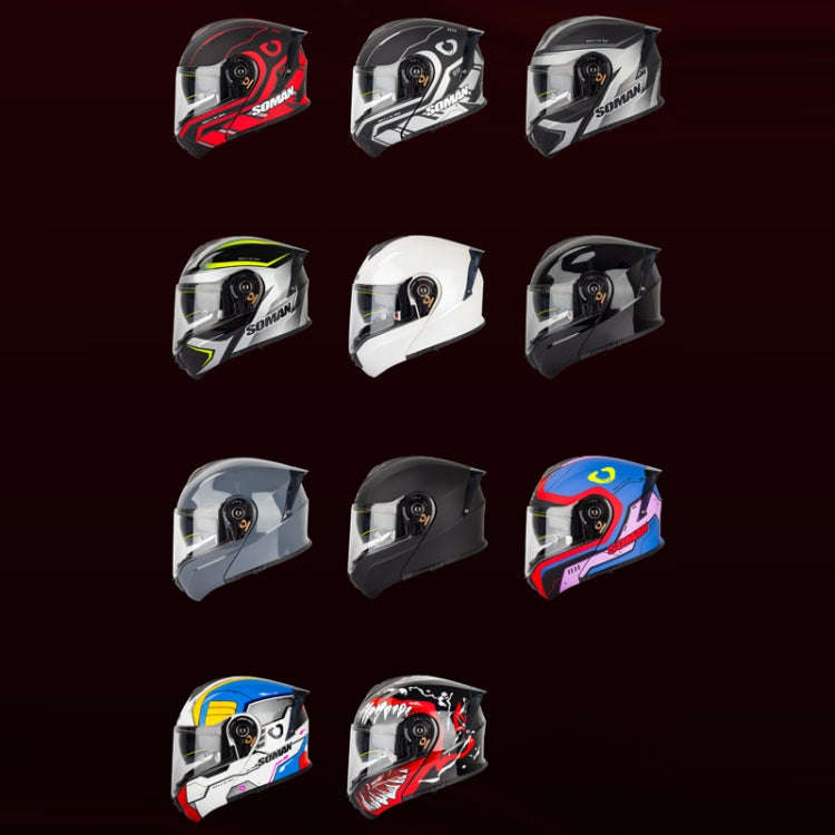 SOMAN Racing Motorcycle Double Lens Riding Safety Helmet, Size: L(Mobile Suit)