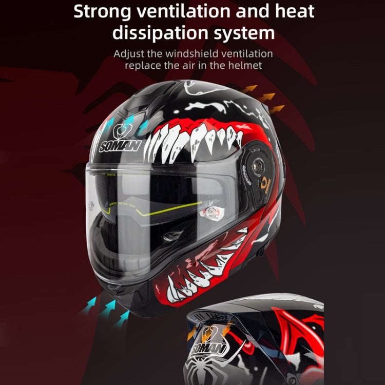 SOMAN Racing Motorcycle Double Lens Riding Safety Helmet, Size: L(Mobile Suit)